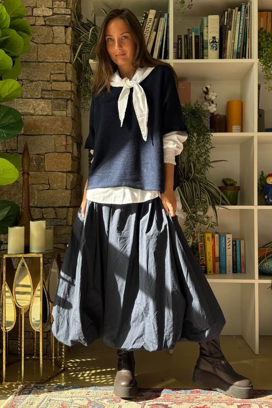 Paloma Tela Bubble Skirt Navy